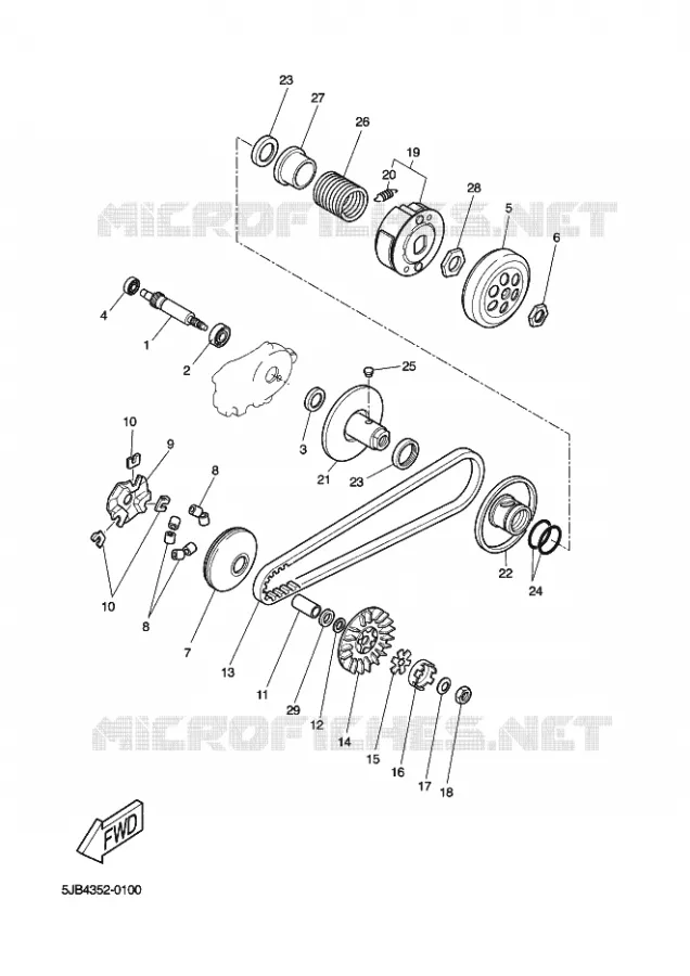 STARTMOTOR KOPPELINGS Yamaha SCOOTER 50 2003 FLIPPER  YH50 FLIPPER