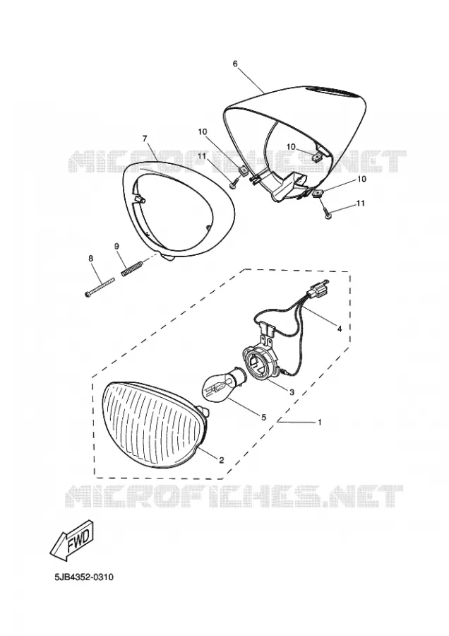 KOPLAMP Yamaha SCOOTER 50 2003 FLIPPER  YH50 FLIPPER