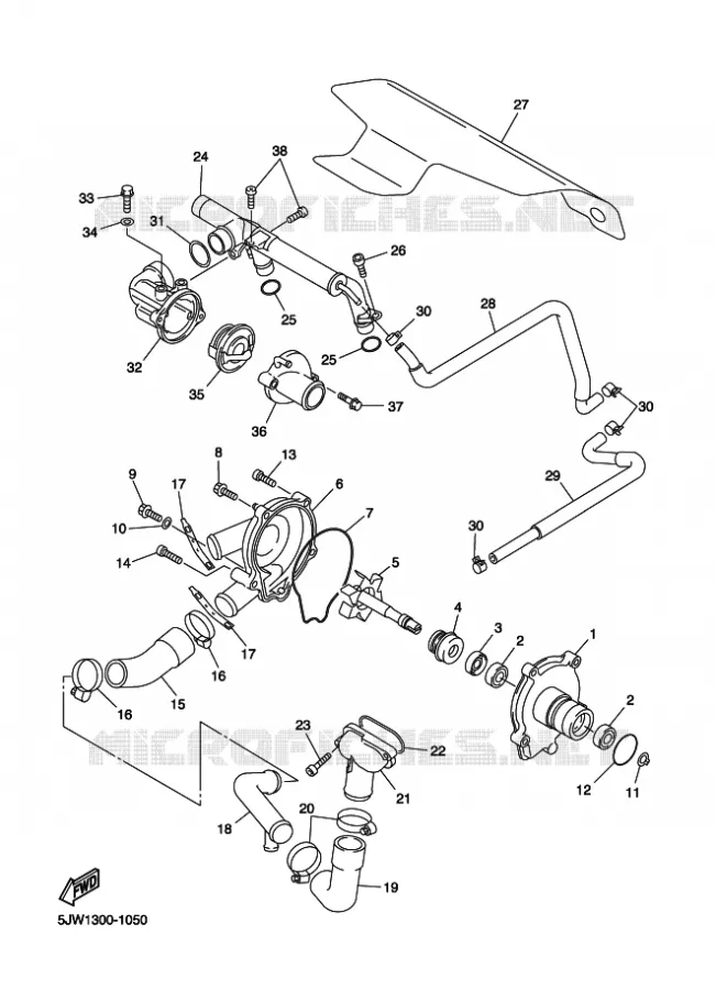 WATERPOMP / SLANGEN Yamaha MOTO 1300 2003 FJR  FJR1300 FJR13R FJR