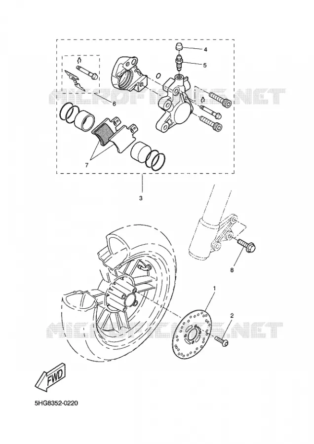 REMKLAUW VOOR Yamaha SCOOTER 50 2003 ROCKET  CW50RSP POWER ROCKET