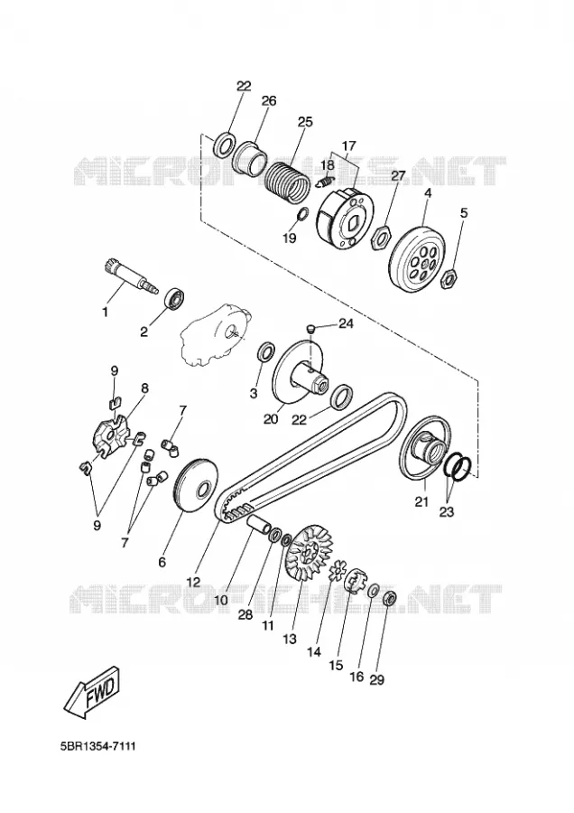 STARTMOTOR KOPPELINGS Yamaha SCOOTER 50 2003 NITRO  YQ50 NITRO