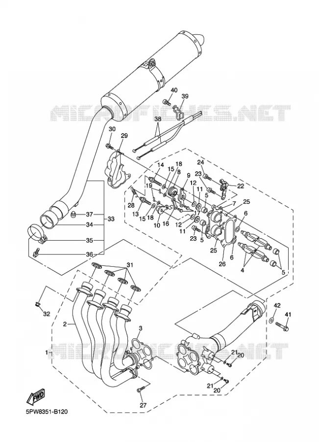 UITLAAT Yamaha MOTO 1000 2003 R1  YZF-R1 YZF-R1R R1