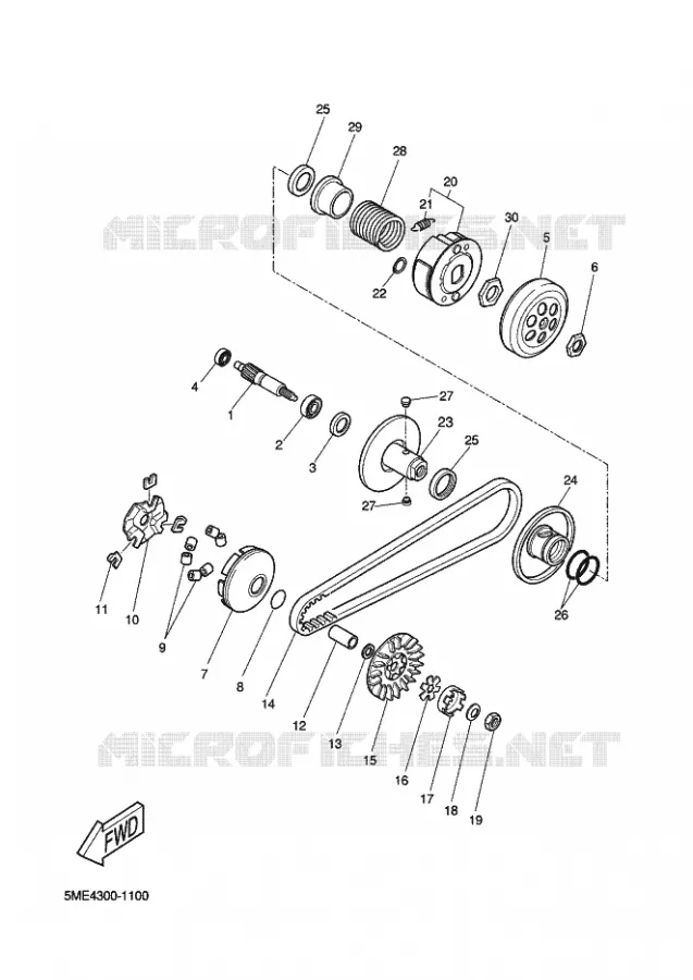 STARTMOTOR KOPPELINGS Yamaha SCOOTER 100 2002 NITRO  YQ100 NITRO 100