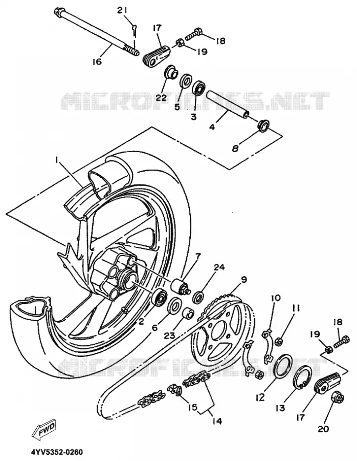 ACHTERWIEL Yamaha MOTO 50 2002 MBK XPOWER  TZR50 TZR50R X-POWER