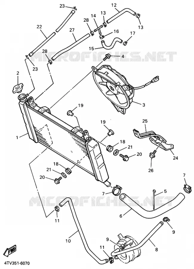 RADIATEUR / SLANG Yamaha MOTO 600 2002 THUNDERCAT  YZF600R THUNDERCAT