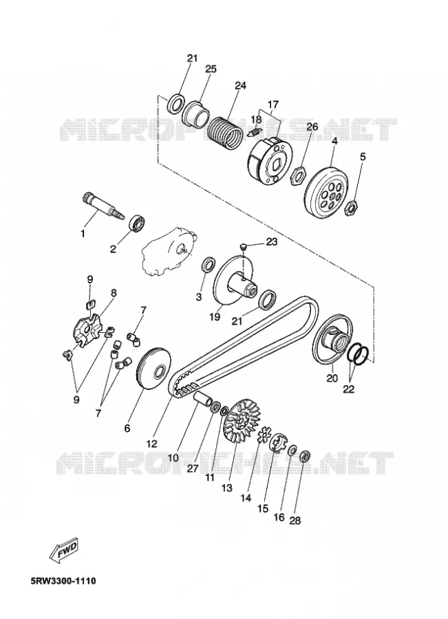 STARTMOTOR KOPPELINGS Yamaha SCOOTER 50 2002 MACH  CS50Z MACH G LIQUIDE