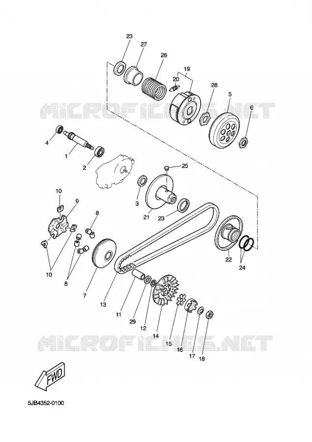 STARTMOTOR KOPPELINGS Yamaha SCOOTER 50 2001 FLIPPER  YH50 FLIPPER