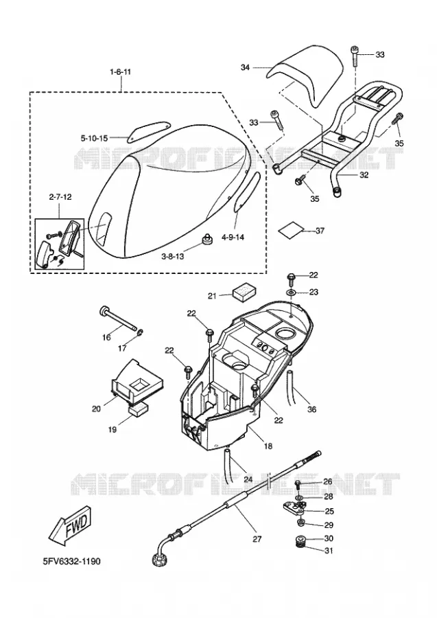 ZADEL / BAGAGE REK Yamaha SCOOTER 50 2001 FLIPPER  YH50 FLIPPER