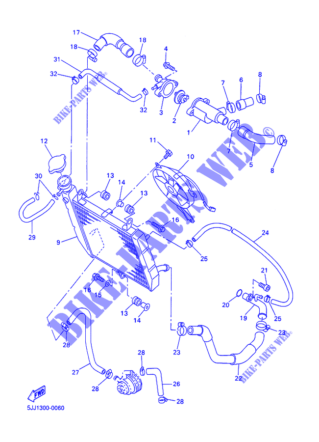 RADIATEUR / SLANG voor Yamaha YZF-R1 2001