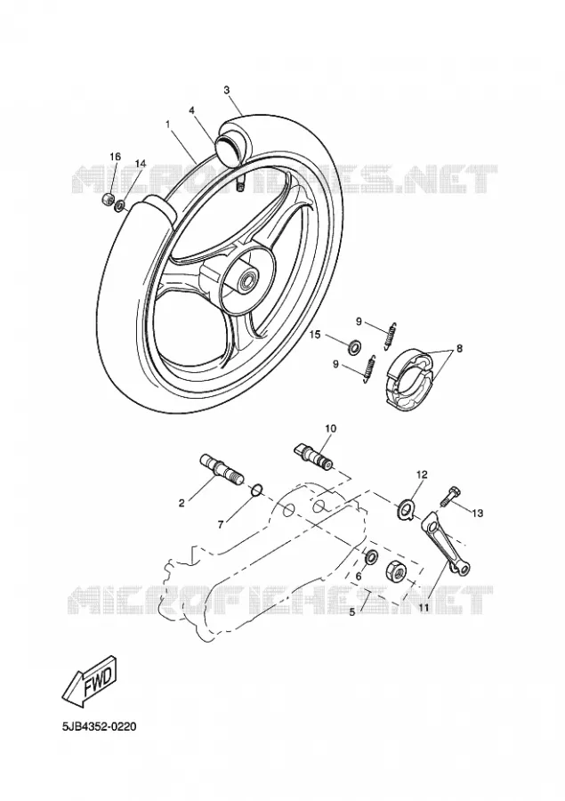 ACHTERWIEL Yamaha SCOOTER 50 2001 FLIPPER  YH50 FLIPPER