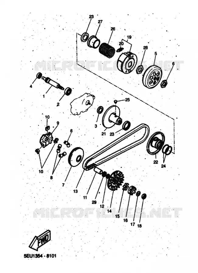 STARTMOTOR KOPPELINGS Yamaha SCOOTER 50 2001 FLIPPER  YH50 FLIPPER