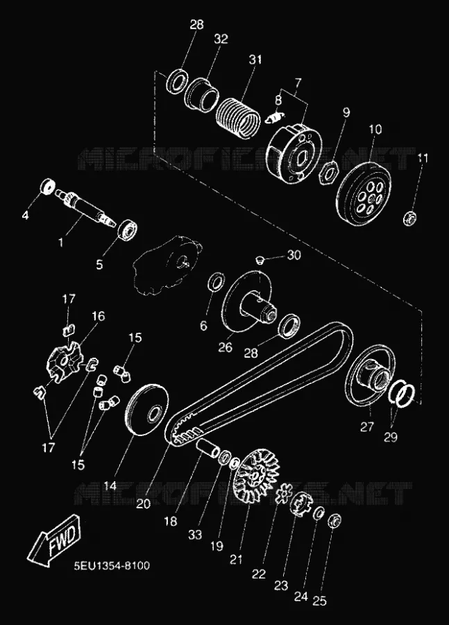 STARTMOTOR KOPPELINGS Yamaha SCOOTER 50 2000 WHY  YH50 WHY