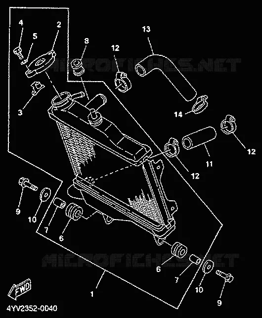 RADIATEUR / SLANG Yamaha MOTO 50 2000 TZR  TZR50R
