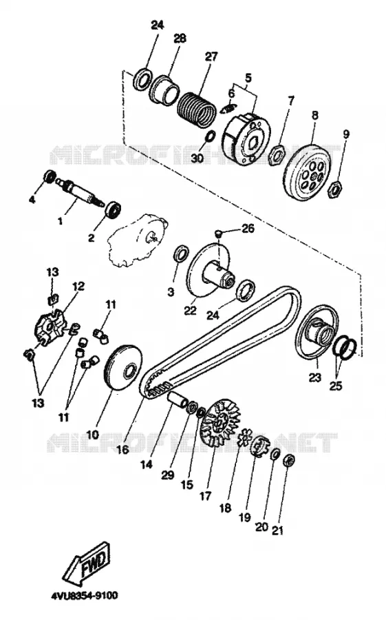 STARTMOTOR KOPPELINGS Yamaha SCOOTER 50 1999 BW'S  CW50