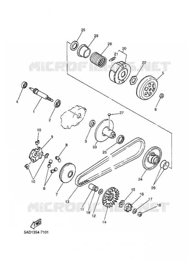 STARTMOTOR KOPPELINGS Yamaha SCOOTER 50 1999 NEOS  YN50 YN50R NEO'S