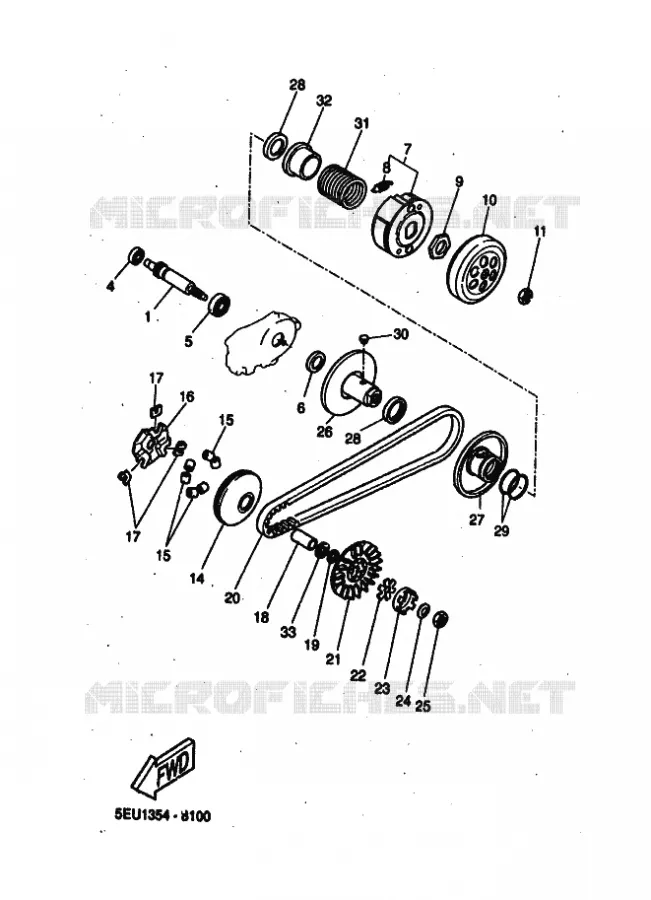 STARTMOTOR KOPPELINGS Yamaha SCOOTER 50 1999 FLIPPER  YH50 FLIPPER