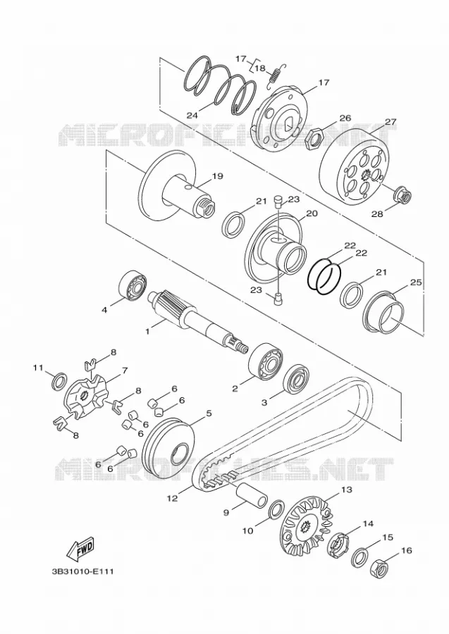 STARTMOTOR KOPPELINGS Yamaha SCOOTER 50 2007 BOOSTER  XF50 BOOSTER X
