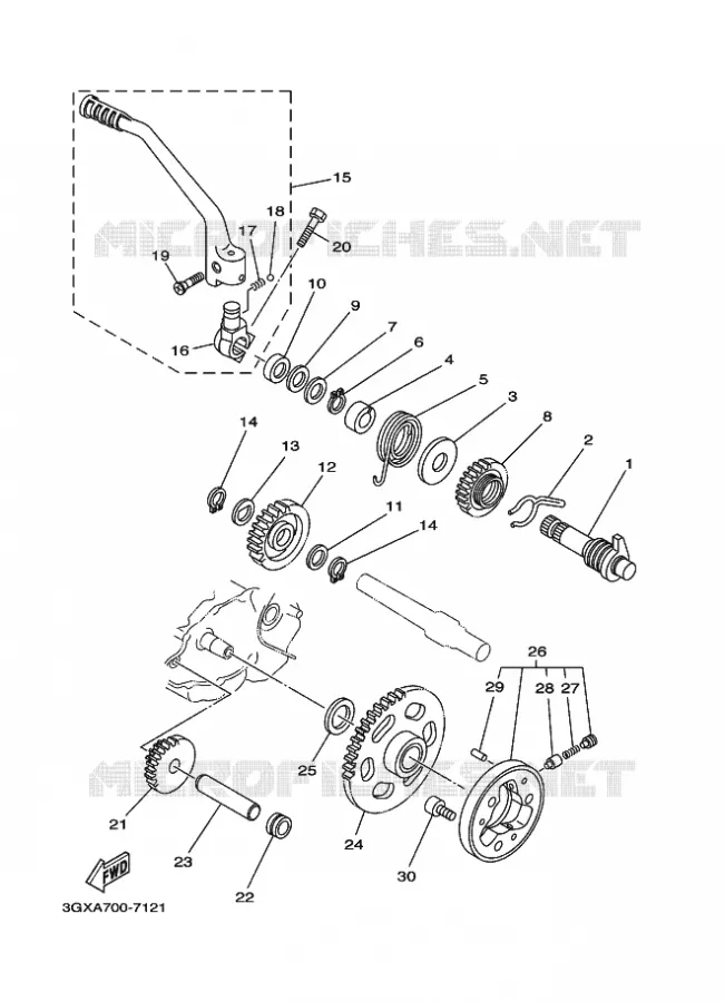 KICKSTART PEDALEN Yamaha MOTO 200 2008 AG  AG200F