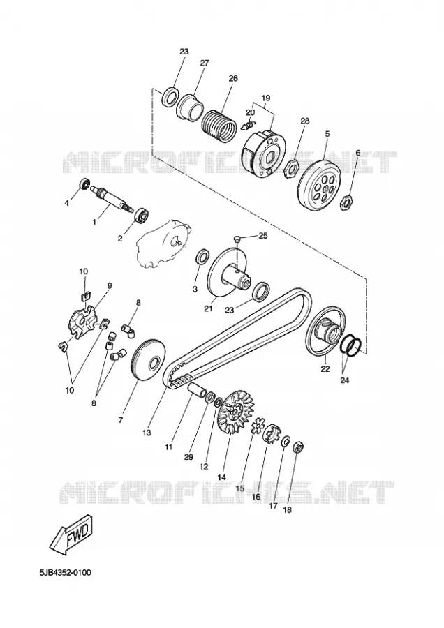 STARTMOTOR KOPPELINGS Yamaha SCOOTER 50 2004 FLIPPER  YH50L FLIPPER LIGHT