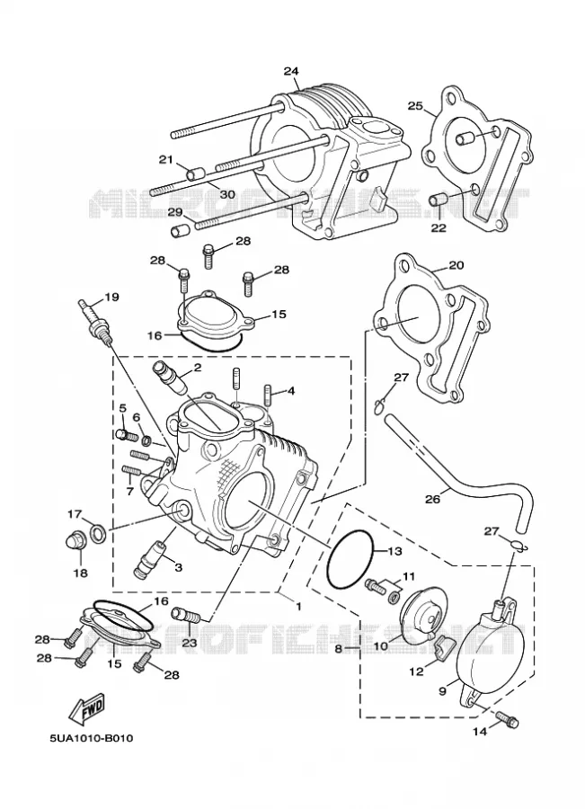 CILINDERKOP Yamaha SCOOTER 125 2005 FLAME X  XC125 FLAME  X