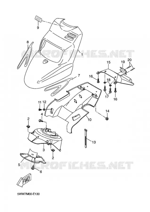 VOORSPATBORD Yamaha SCOOTER 50 2006 BOOSTER  CW50