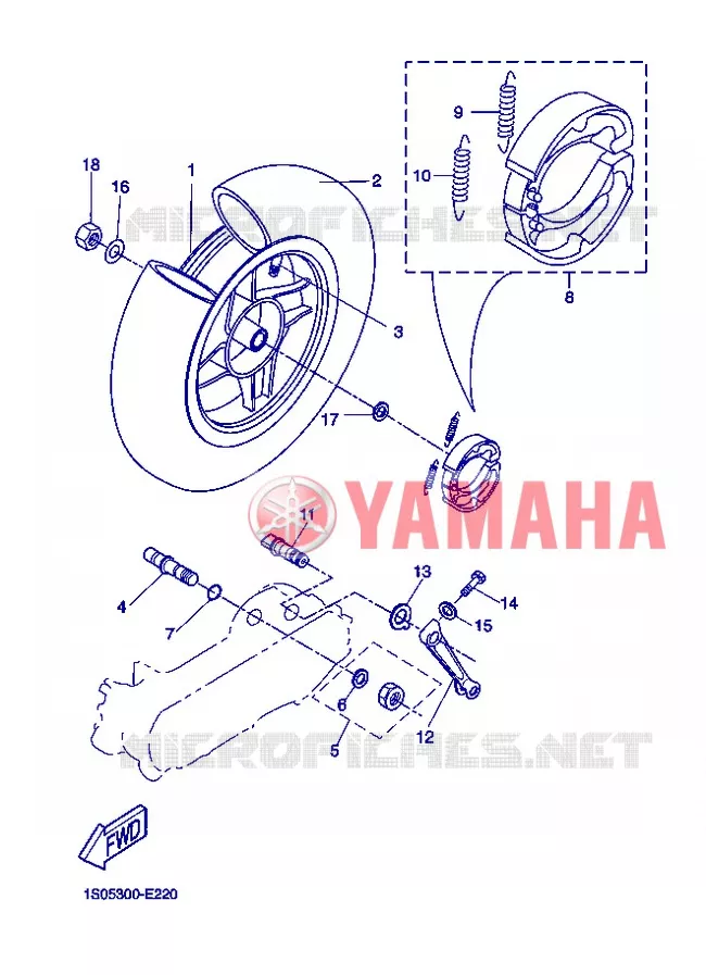 ACHTERWIEL Yamaha SCOOTER 50 2004 SLIDER  EW50N SLIDER