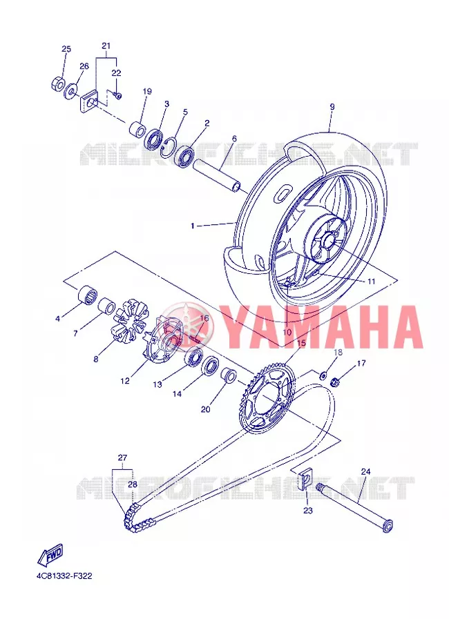 ACHTERWIEL Yamaha MOTO 1000 2007 R1  YZF-R1 R1