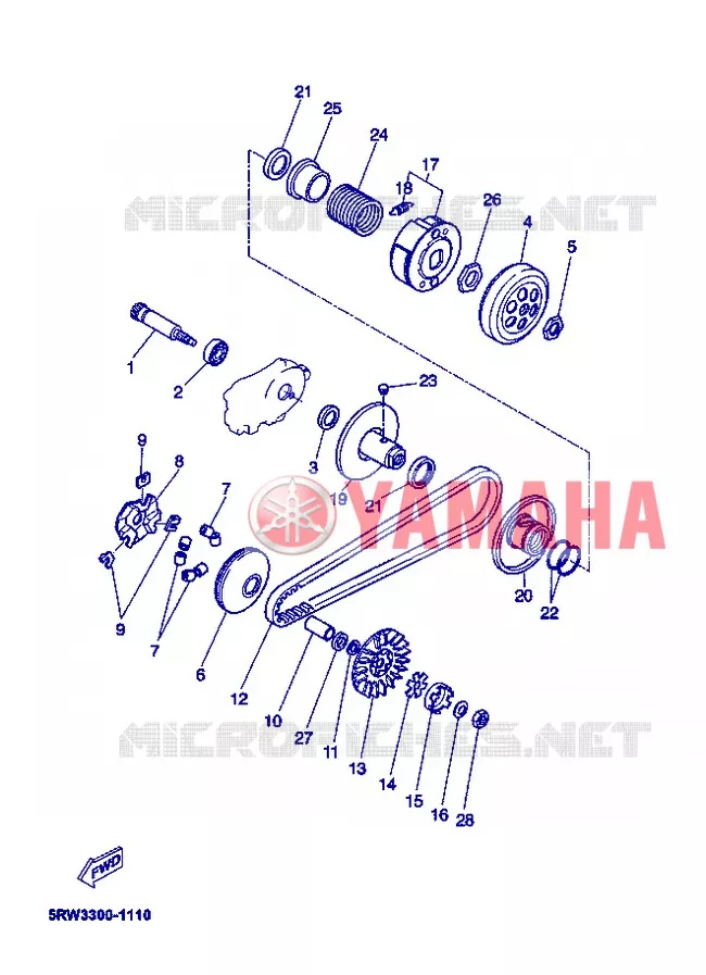 STARTMOTOR KOPPELINGS Yamaha SCOOTER 50 2005 JOG  CS50Z JOGRR
