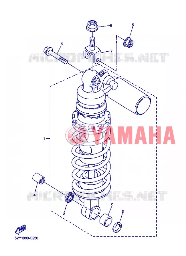 ACHTER SCHOKBREKER Yamaha MOTO 1000 2005 R1  YZF-R1 R1