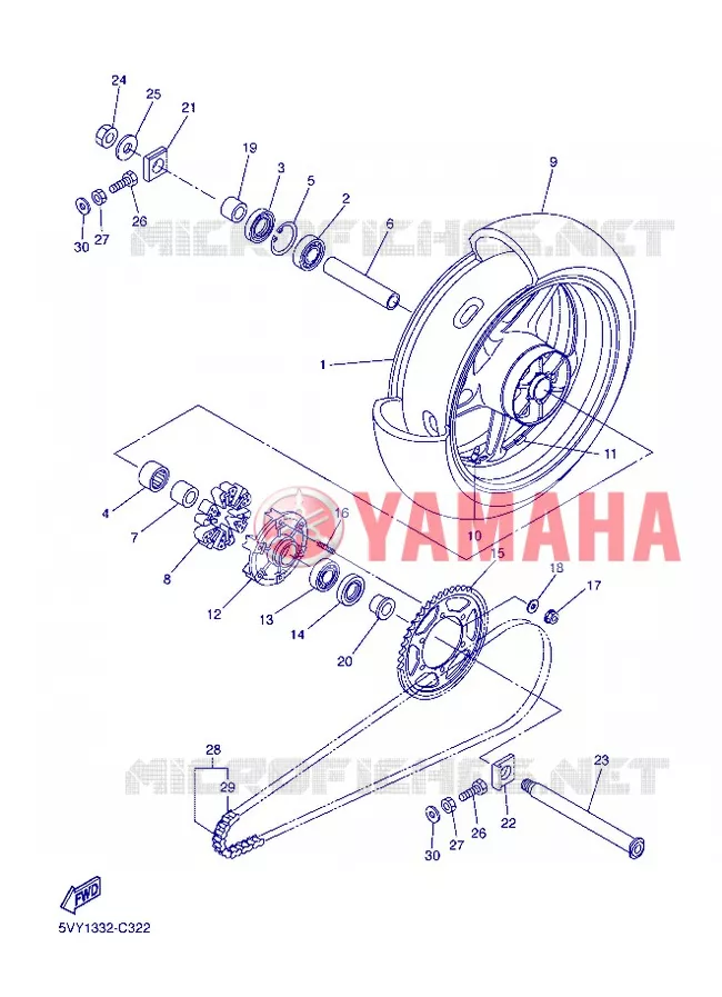 ACHTERWIEL Yamaha MOTO 1000 2005 R1  YZF-R1 R1