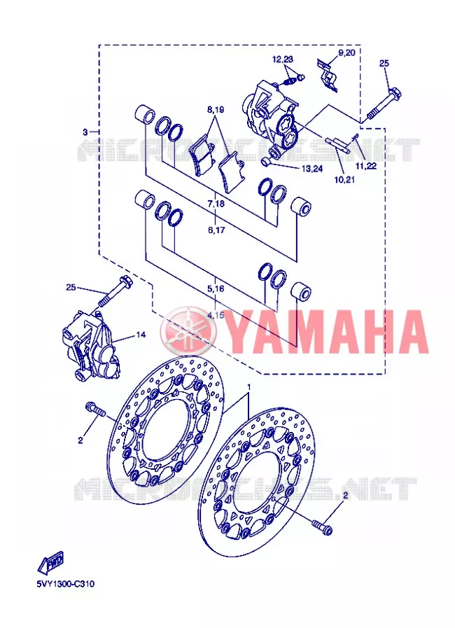 REMKLAUW VOOR Yamaha MOTO 1000 2006 R1  YZF-R1 R1