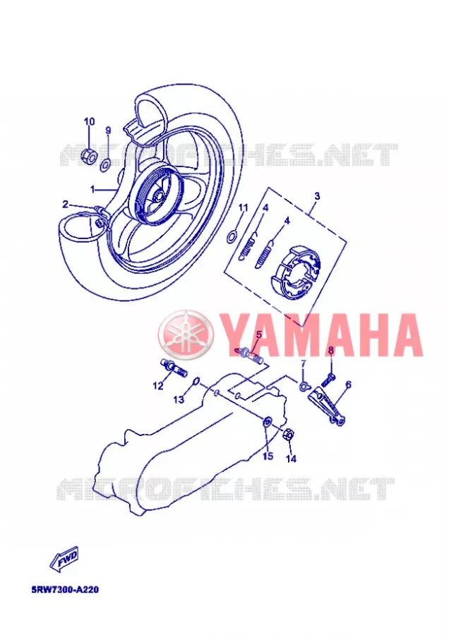 ACHTERWIEL Yamaha SCOOTER 50 2004 MACH  CS50Z MACH G LIQUIDE