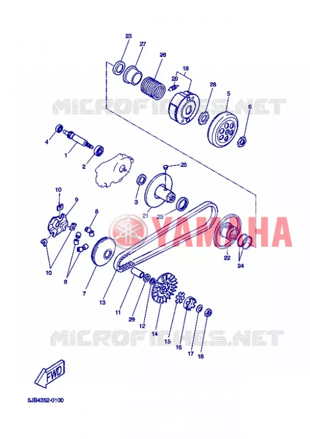 STARTMOTOR KOPPELINGS Yamaha SCOOTER 50 2004 FLIPPER  YH50 FLIPPER