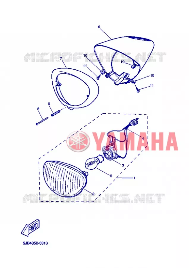 KOPLAMP Yamaha SCOOTER 50 2005 FLIPPER  YH50 FLIPPER