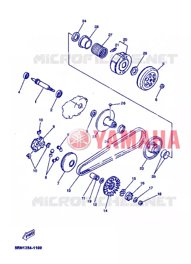 STARTMOTOR KOPPELINGS Yamaha SCOOTER 50 2005 MACH  CS50 MACH G AIR