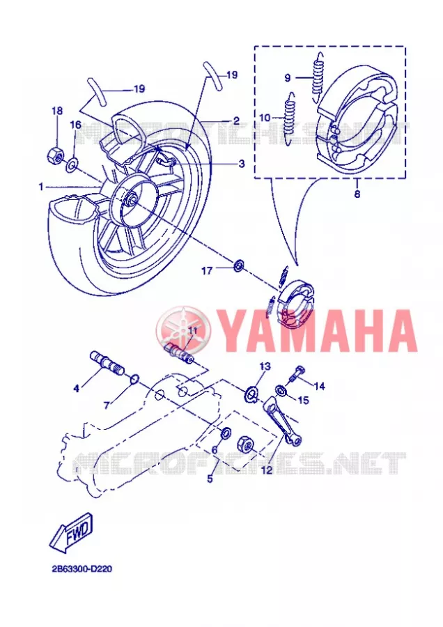 ACHTERWIEL Yamaha SCOOTER 50 2005 BOOSTER  CW50L