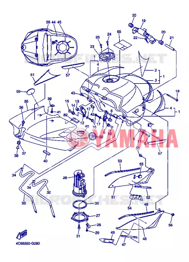 BENZINE TANK Yamaha MOTO 1000 2008 R1  YZF-R1 R1