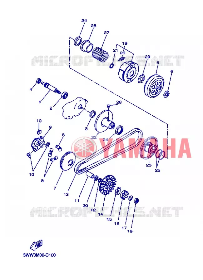 STARTMOTOR KOPPELINGS Yamaha SCOOTER 50 2008 ROCKET  CW50RSP POWER ROCKET