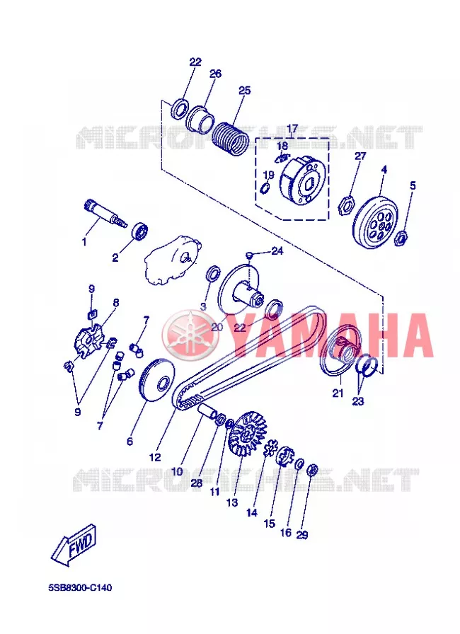 STARTMOTOR KOPPELINGS Yamaha SCOOTER 50 2005 NITRO  YQ50 NITRO
