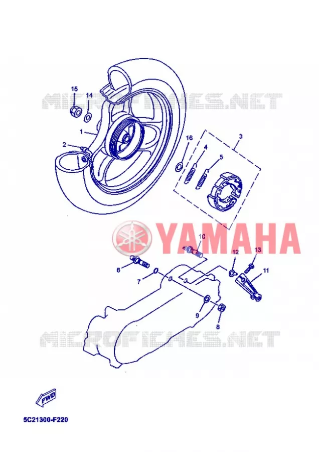ACHTERWIEL Yamaha SCOOTER 50 2008 OVETTO  YN50 OVETTO