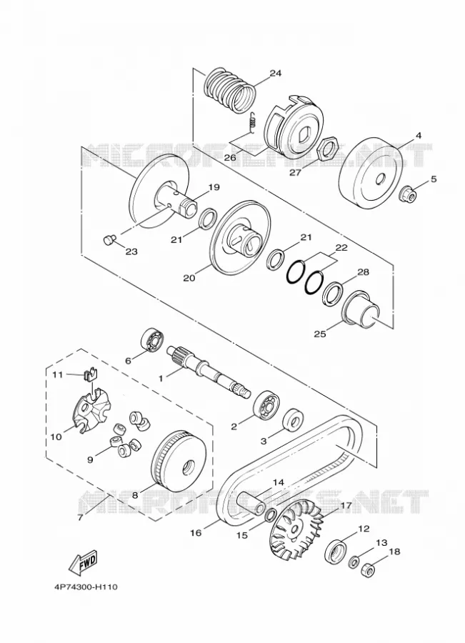 STARTMOTOR KOPPELINGS Yamaha SCOOTER 125 2009 VITY  XC125E VITY