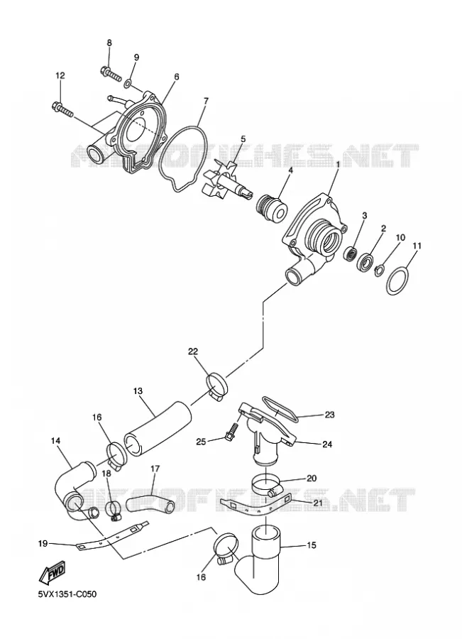WATERPOMP / SLANGEN Yamaha MOTO 600 2009 FZ6 S2  FZ6-NHG FZ6