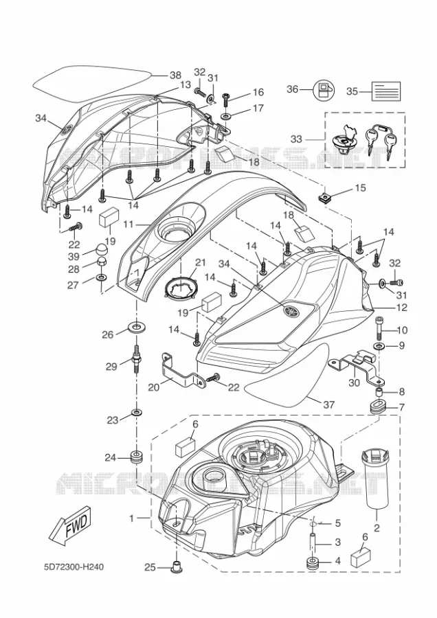 BENZINE TANK Yamaha MOTO 125 2011 R125  YZF-R125