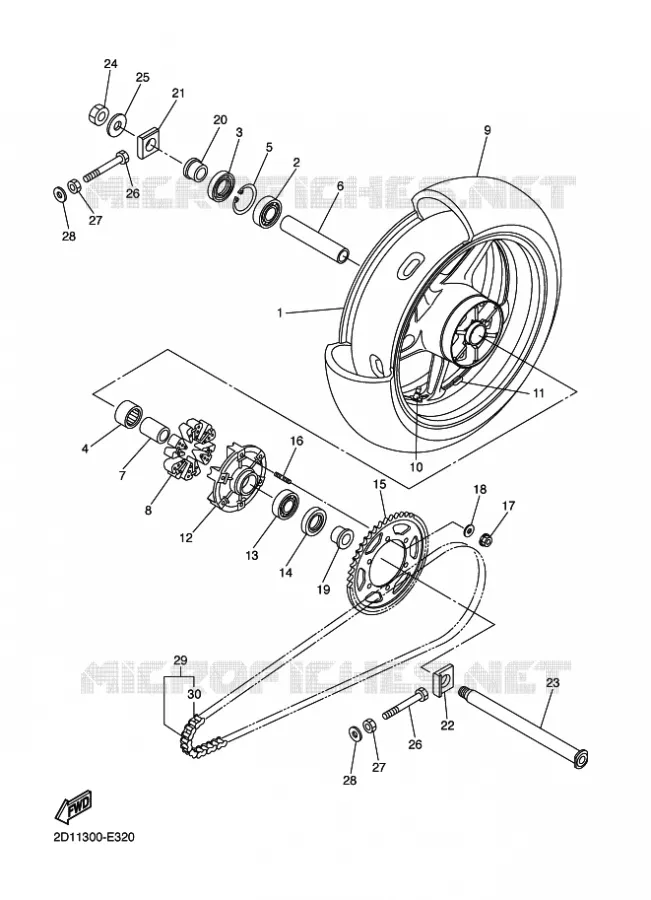 ACHTERWIEL Yamaha MOTO 1000 2010 FZ1 FAZER  FZ1-S