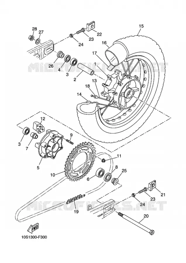 ACHTERWIEL Yamaha MOTO 660 2009 XTX  XT660X