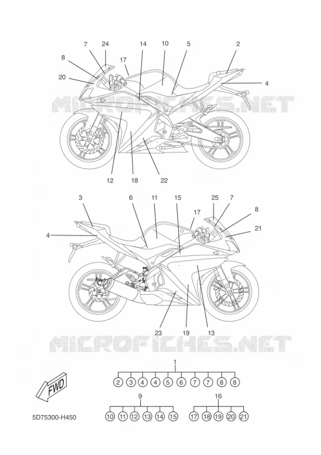 STICKER Yamaha MOTO 125 2009 R125  YZF-R125
