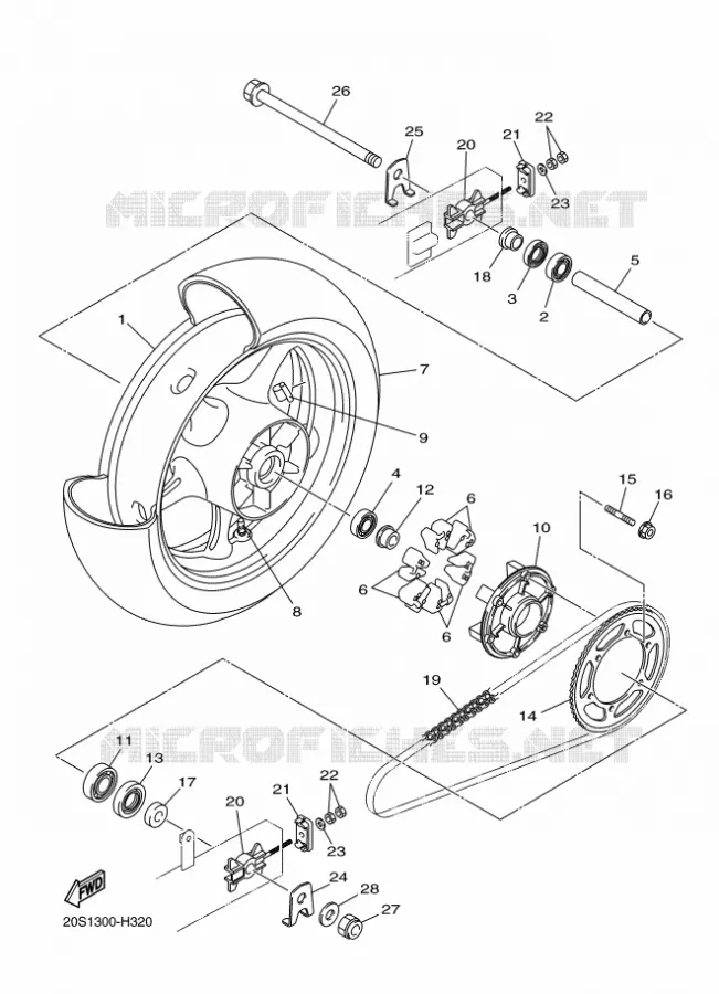 ACHTERWIEL Yamaha MOTO 600 2009 XJ6  XJ6S DIVERSION