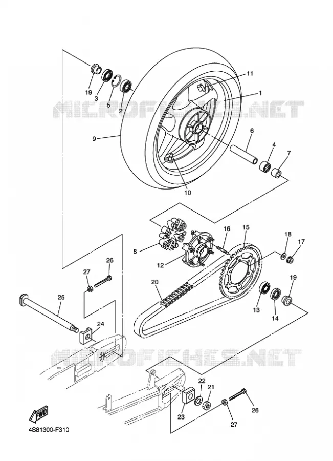 ACHTERWIEL Yamaha MOTO 600 2009 FZ6 S2  FZ6-NHG FZ6