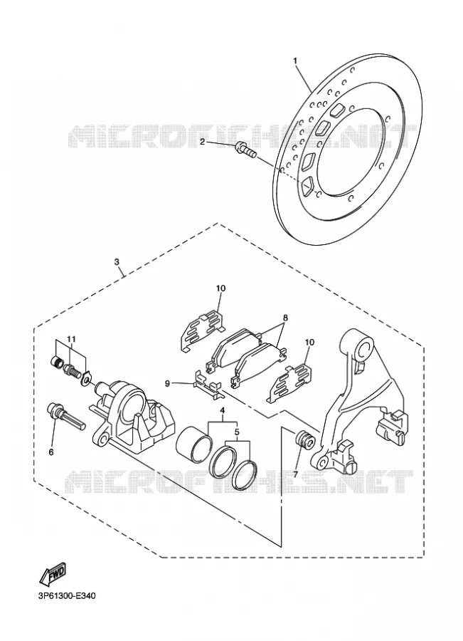 REMKLAUW ACHTER Yamaha MOTO 1300 2009 FJR AS ABS  FJR1300AS