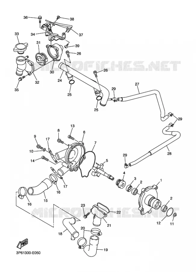 WATERPOMP / SLANGEN Yamaha MOTO 1300 2009 FJR ABS  FJR1300A